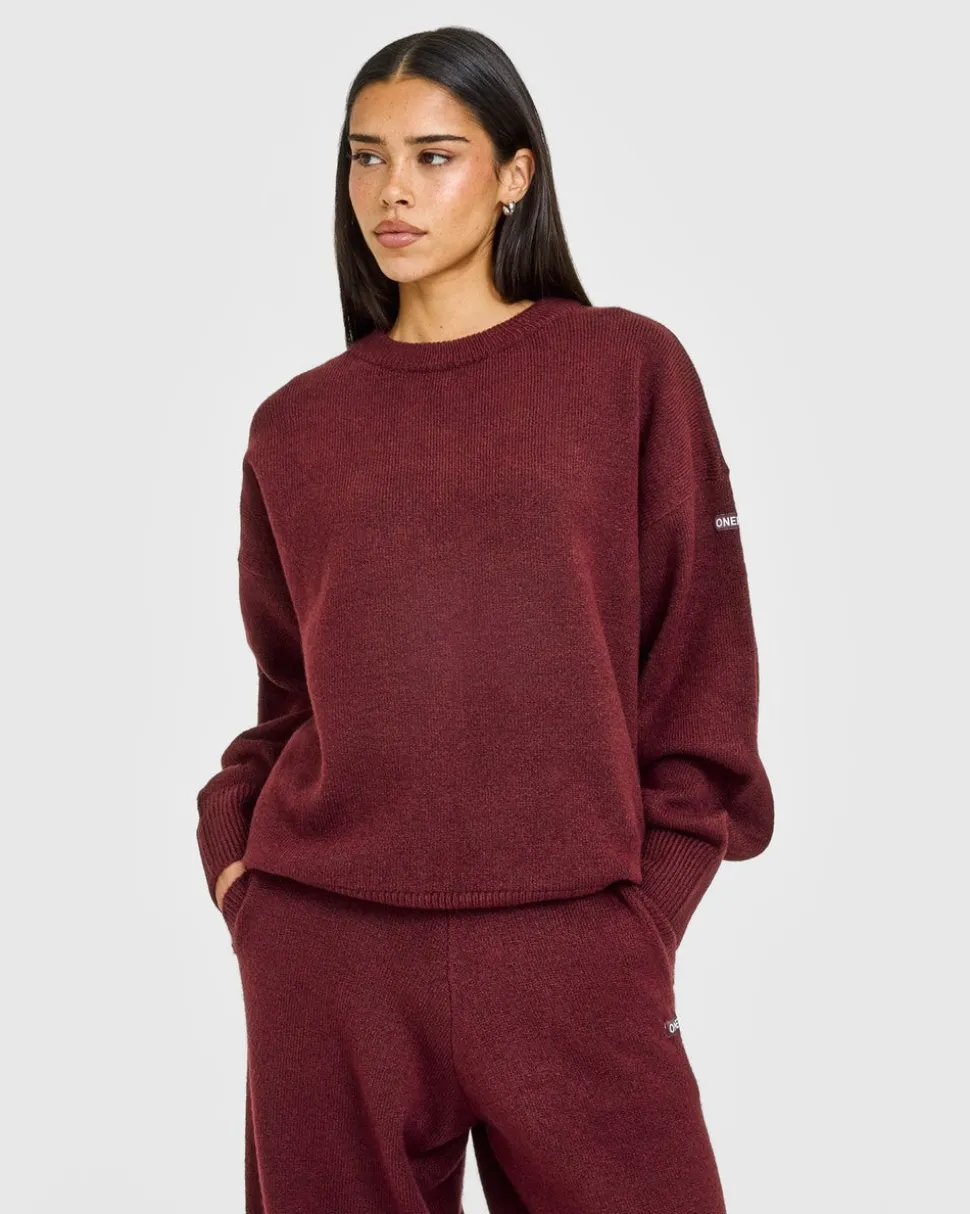 Oversized Knit Crew Neck Sweatshirt