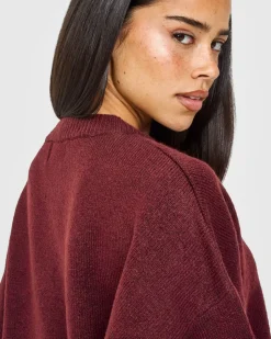 Oversized Knit Crew Neck Sweatshirt