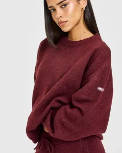 Oversized Knit Crew Neck Sweatshirt