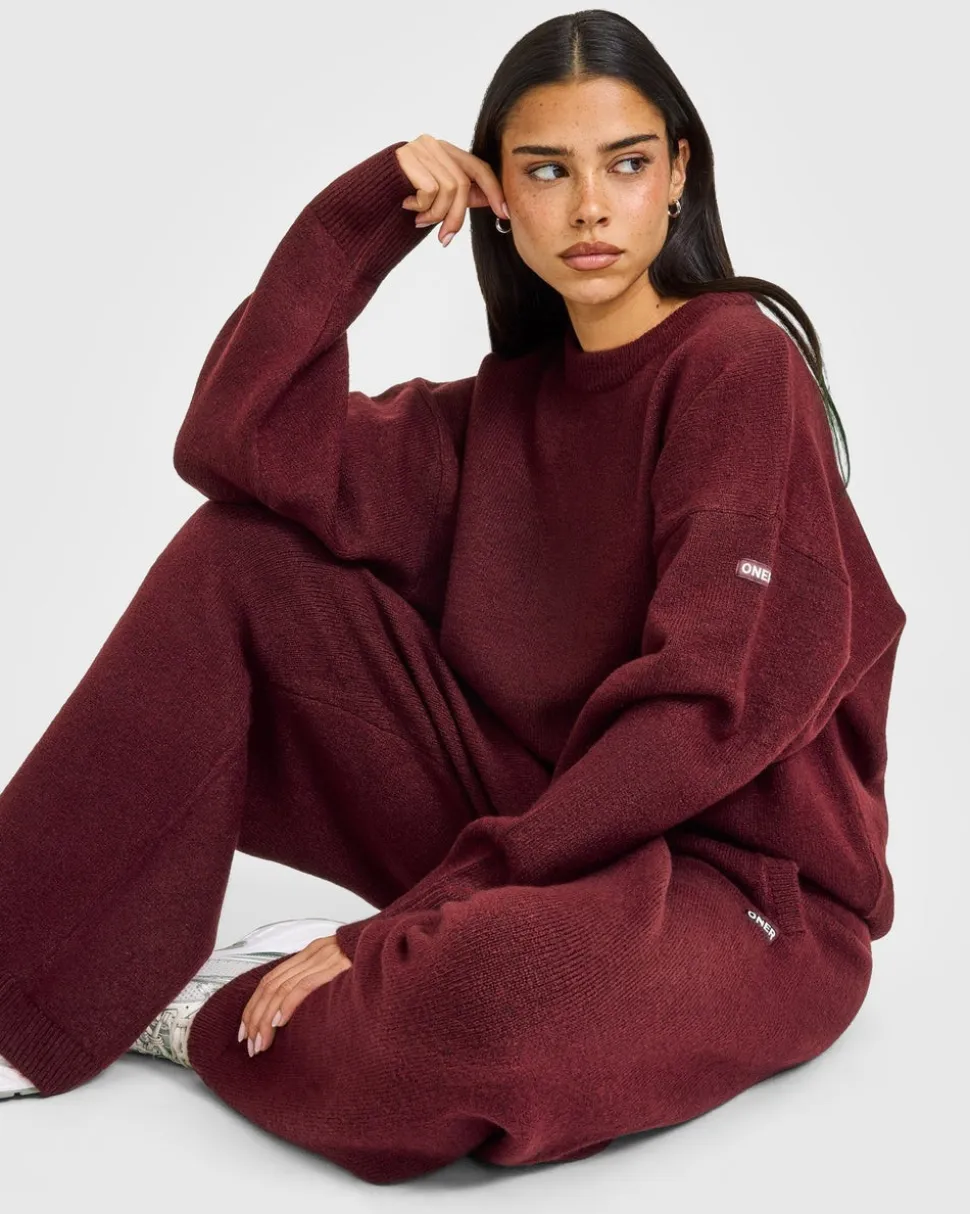 Oversized Knit Crew Neck Sweatshirt