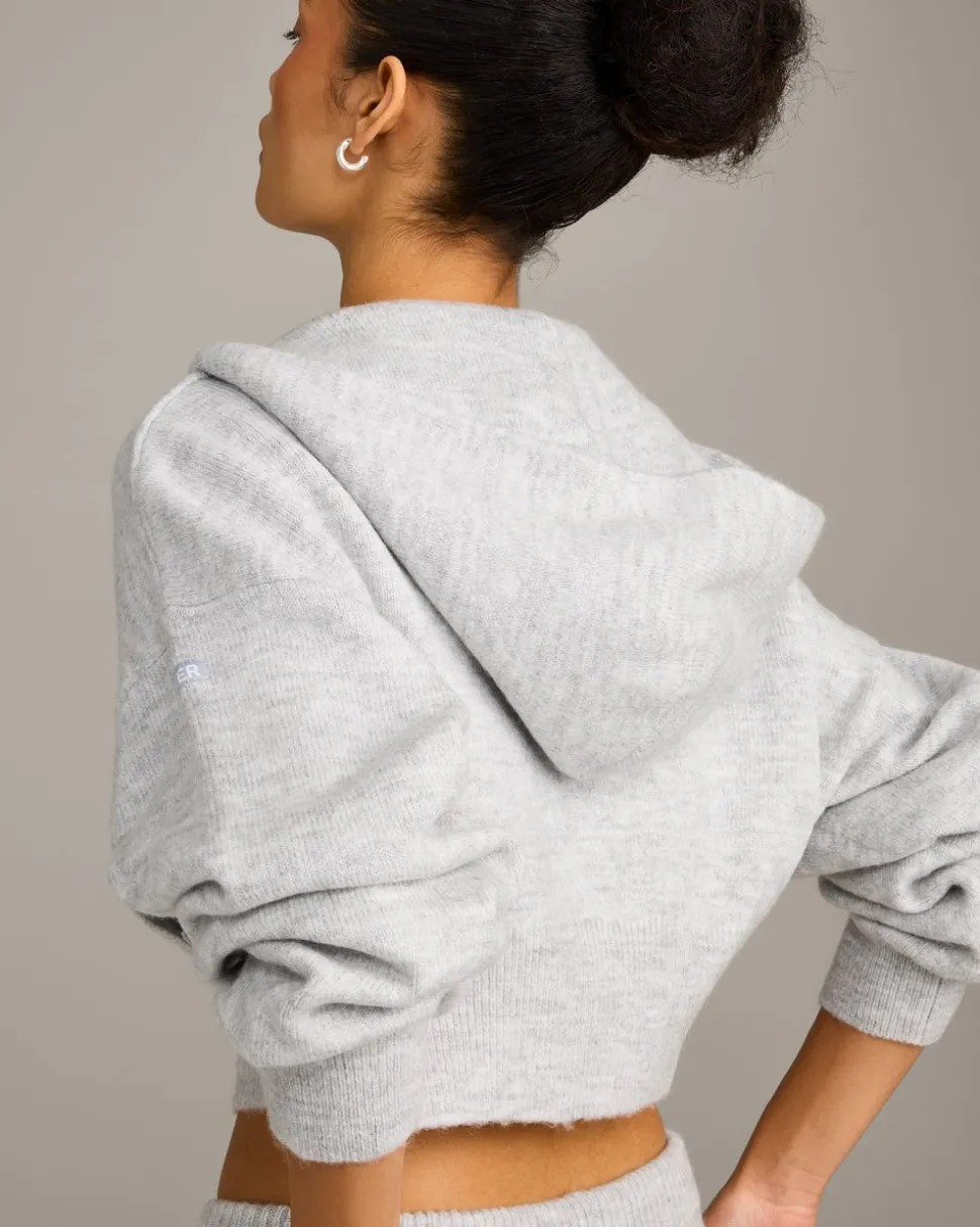 Oversized Knit Zip Through Mid Hoodie