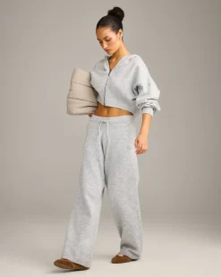 Oversized Knit Zip Through Mid Hoodie
