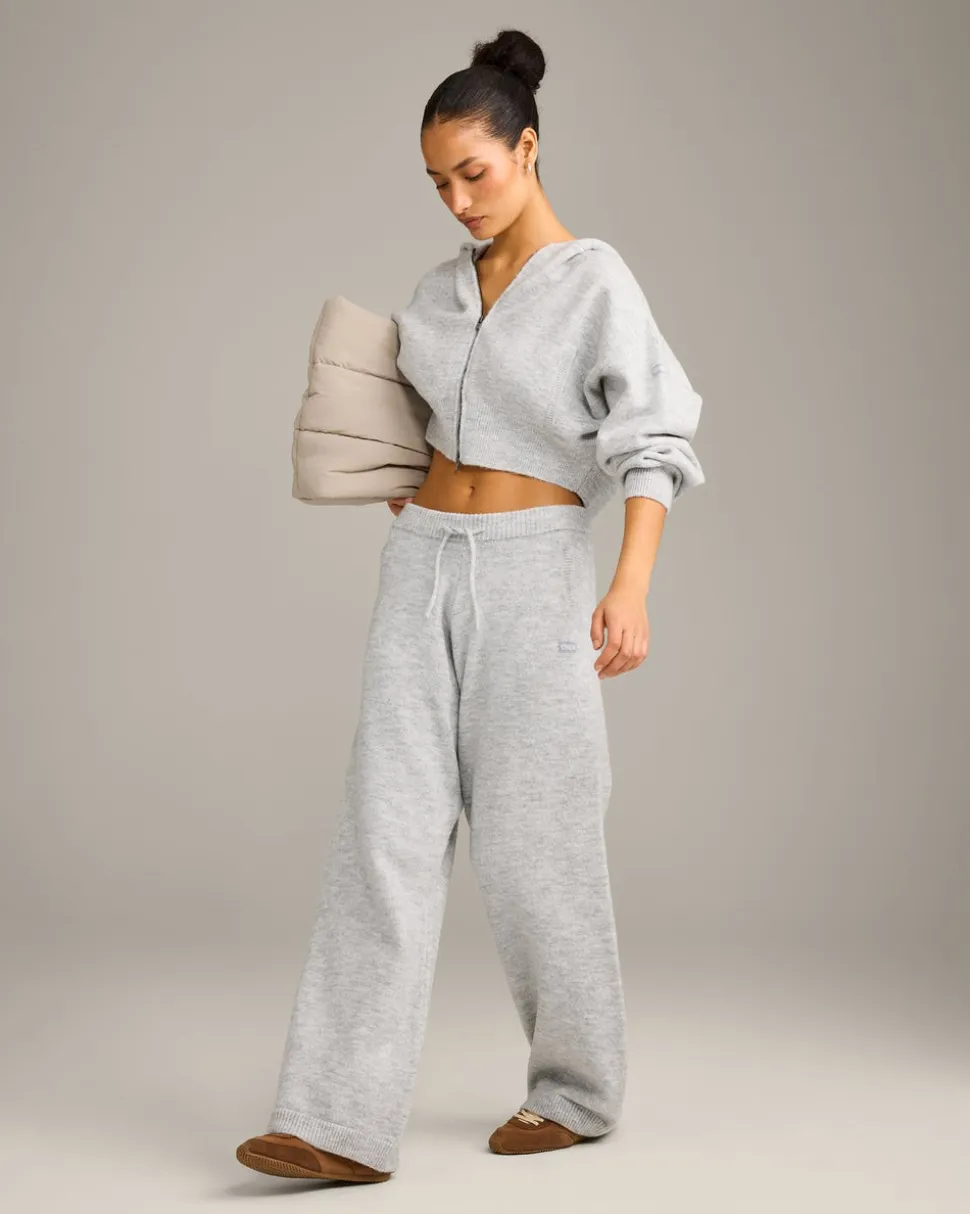 Oversized Knit Zip Through Mid Hoodie