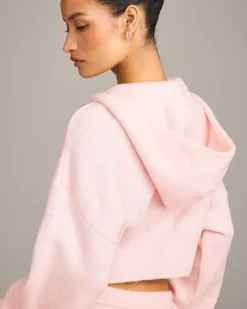 Oversized Knit Zip Through Mid Hoodie