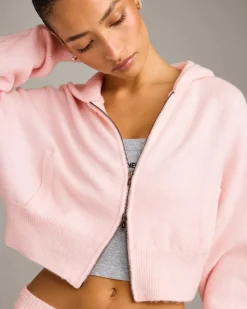 Oversized Knit Zip Through Mid Hoodie