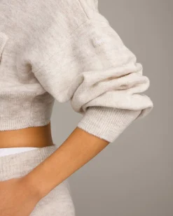 Oversized Knit Zip Through Mid Hoodie