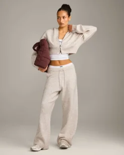 Oversized Knit Zip Through Mid Hoodie