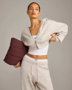 Oversized Knit Zip Through Mid Hoodie