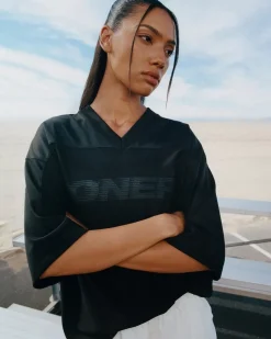 Oversized V Neck T-Shirt with Oner Graphic