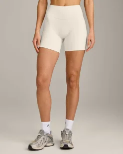 SoftMotion™ Double Layer High Waisted Shorts 6" with Grey Logo