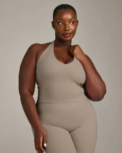 SoftMotion™ Halter Neck Mid Vest with Built in Bra Shelf with Grey Logo