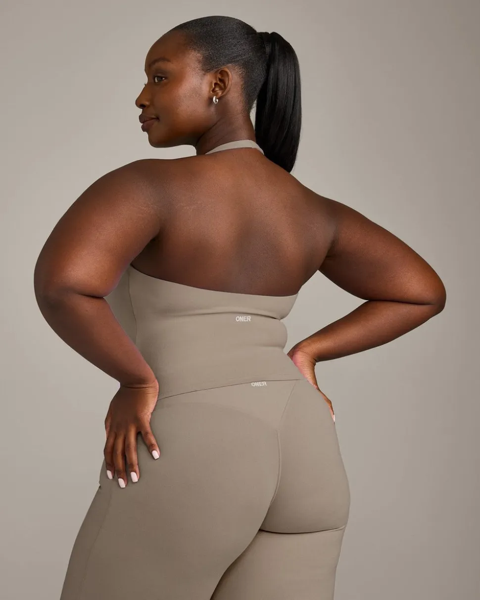 SoftMotion™ Halter Neck Mid Vest with Built in Bra Shelf with Grey Logo