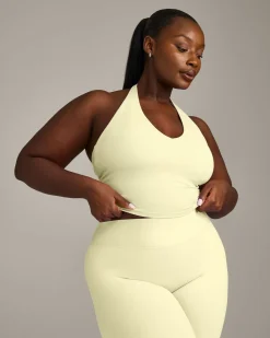 SoftMotion™ Halter Neck Mid Vest with Built in Bra Shelf with Grey Logo