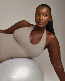 SoftMotion™ Halter Neck Vest with Built in Bra Shelf with Grey Logo