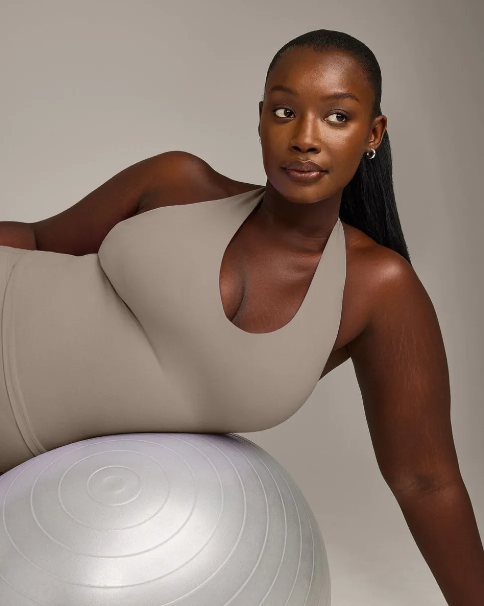 SoftMotion™ Halter Neck Vest with Built in Bra Shelf with Grey Logo