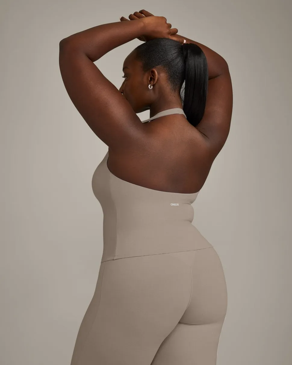 SoftMotion™ Halter Neck Vest with Built in Bra Shelf with Grey Logo