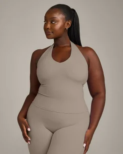 SoftMotion™ Halter Neck Vest with Built in Bra Shelf with Grey Logo