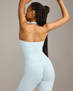 SoftMotion™ Halter Neck Vest with Built in Bra Shelf with Grey Logo