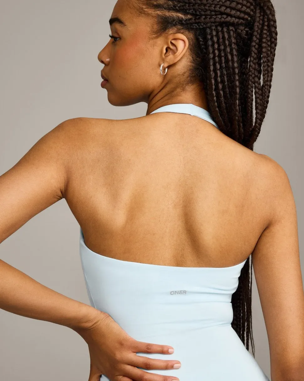 SoftMotion™ Halter Neck Vest with Built in Bra Shelf with Grey Logo