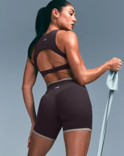 SoftMotion™ High Neck Sports Bra with Grey Logo