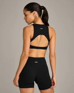 SoftMotion™ High Neck Sports Bra with Grey Logo