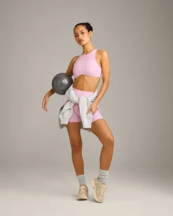 SoftMotion™ High Neck Sports Bra with Grey Logo