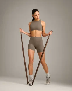 SoftMotion™ High Neck Sports Bra with Grey Logo