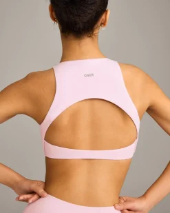 SoftMotion™ High Neck Sports Bra with Grey Logo