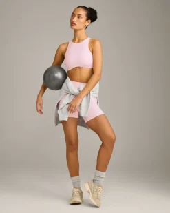 SoftMotion™ High Neck Sports Bra with Grey Logo