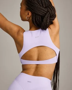 SoftMotion™ High Neck Sports Bra with Grey Logo