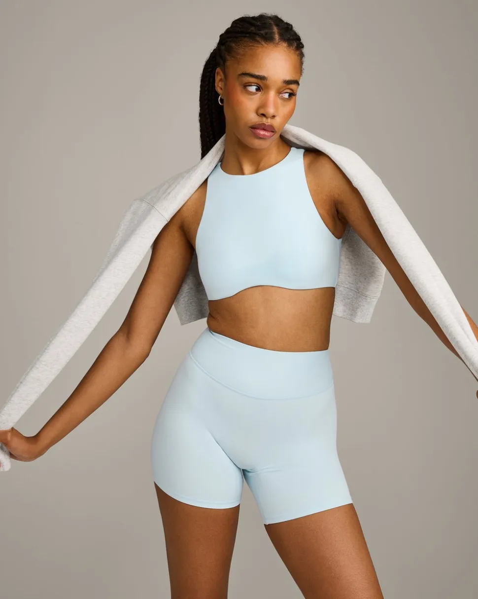 SoftMotion™ High Neck Sports Bra with Grey Logo