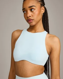 SoftMotion™ High Neck Sports Bra with Grey Logo