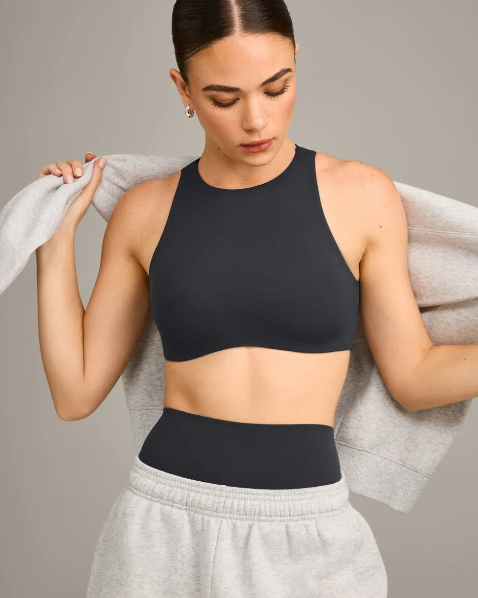 SoftMotion™ High Neck Sports Bra with Grey Logo