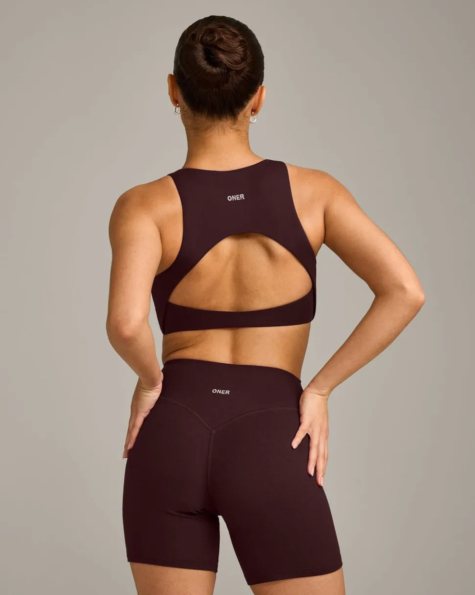 SoftMotion™ High Neck Sports Bra with Grey Logo