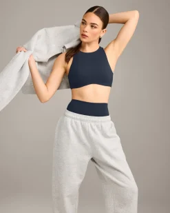 SoftMotion™ High Neck Sports Bra with Grey Logo