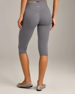 SoftMotion™ High Waisted Capri Leggings with Grey Logo
