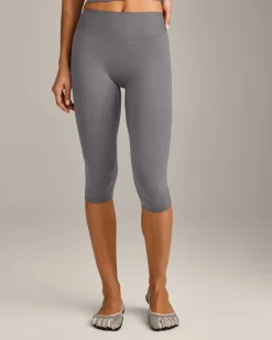 SoftMotion™ High Waisted Capri Leggings with Grey Logo