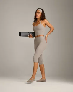 SoftMotion™ High Waisted Capri Leggings with White Logo