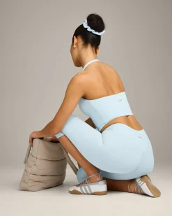 SoftMotion™ High Waisted Capri Leggings with Grey Logo