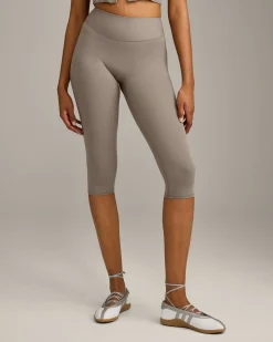 SoftMotion™ High Waisted Capri Leggings with Grey Logo