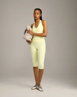 SoftMotion™ High Waisted Capri Leggings with Grey Logo