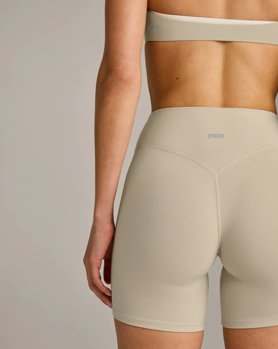 SoftMotion™ High Waisted Shorts 6" with Grey Logo
