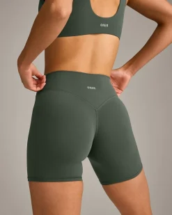 SoftMotion™ High Waisted Shorts 6" with Grey Logo