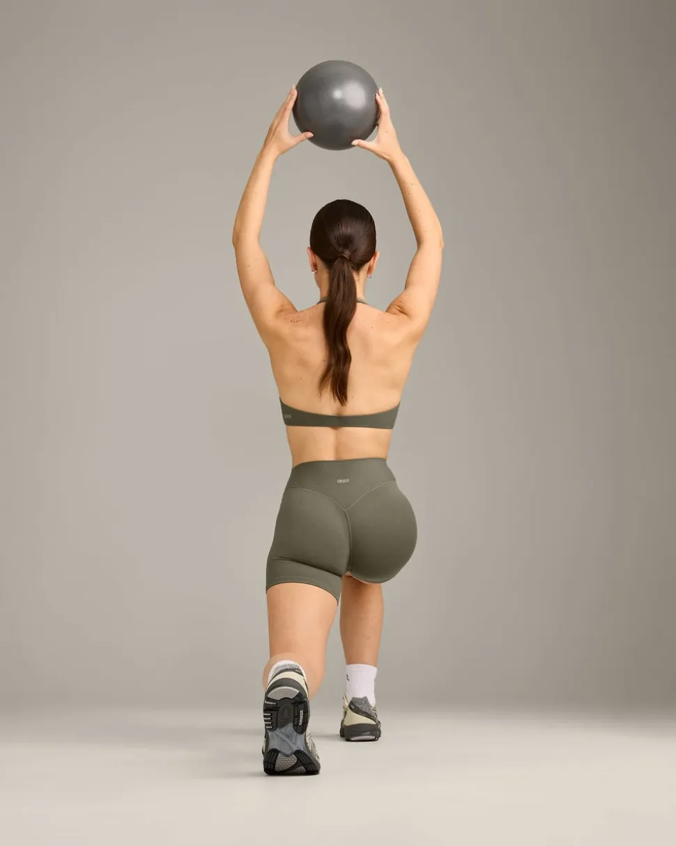 SoftMotion™ High Waisted Shorts 6" with Grey Logo