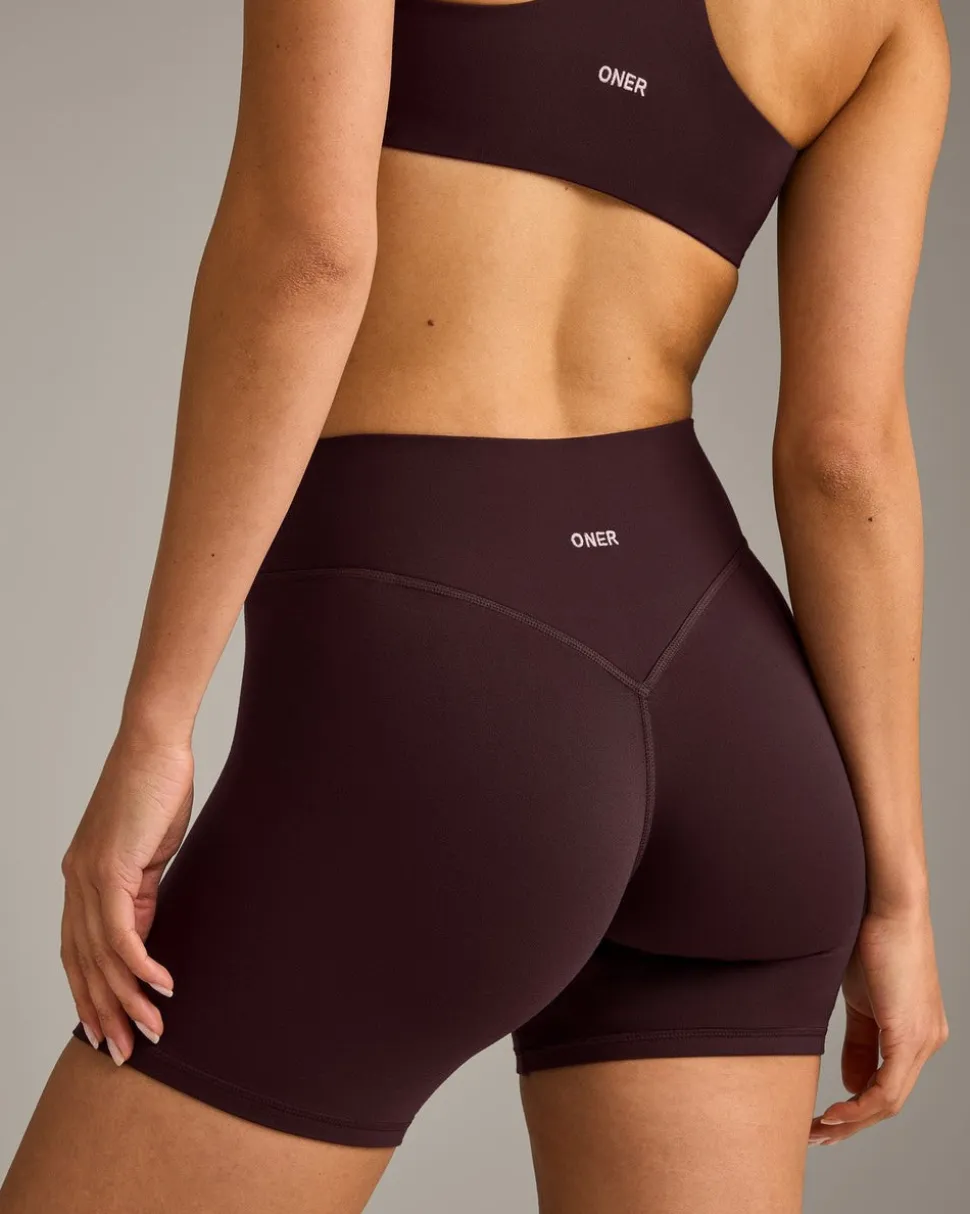 SoftMotion™ High Waisted Shorts 6" with Grey Logo