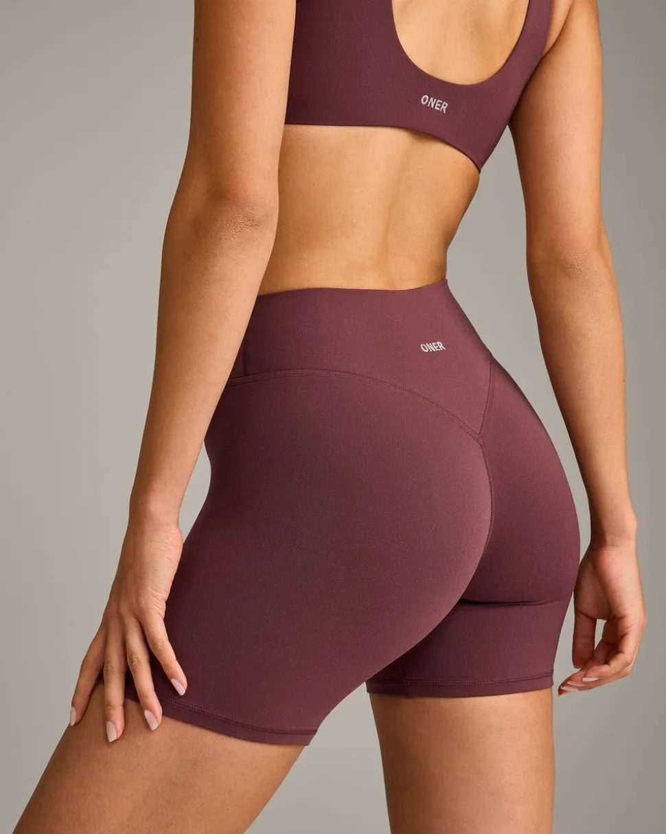 SoftMotion™ High Waisted Shorts 6" with Grey Logo