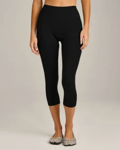 SoftMotion™ 3/4 Length Leggings with Grey Logo