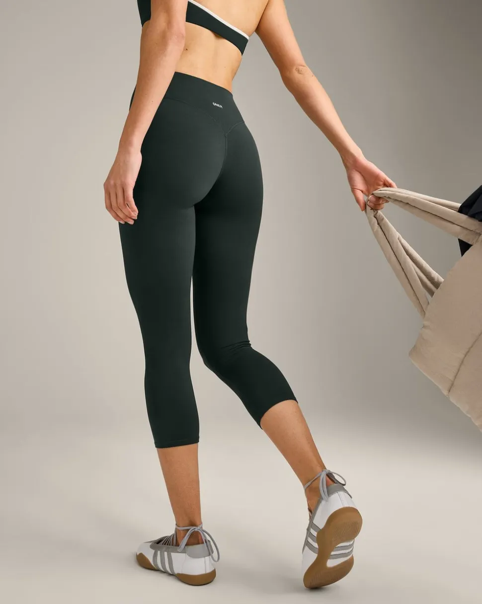 SoftMotion™ 3/4 Length Leggings with Grey Logo