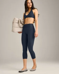 SoftMotion™ 3/4 Length Leggings with Grey Logo