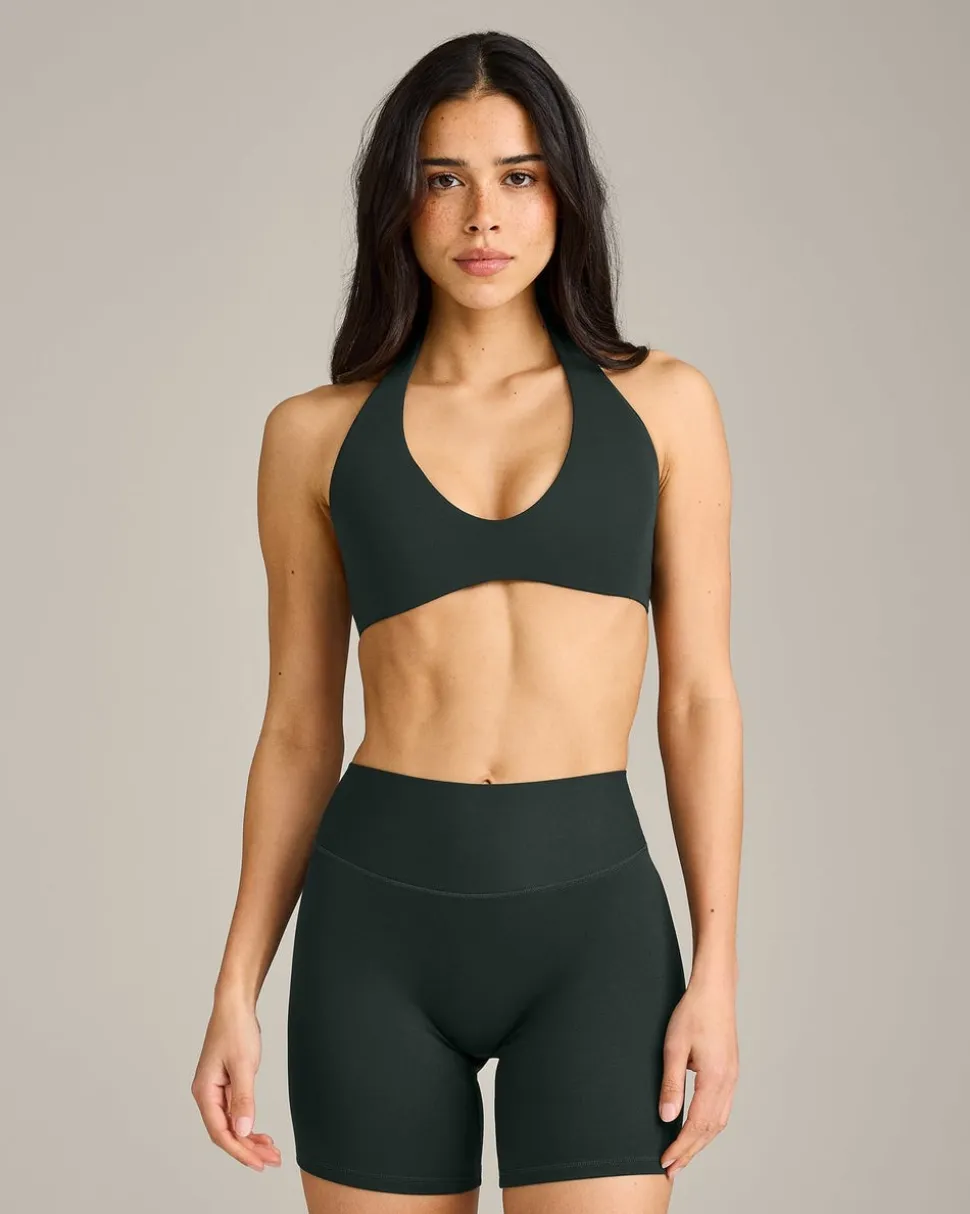 SoftMotion™ Minimal Halter Neck Bralette with Grey Logo
